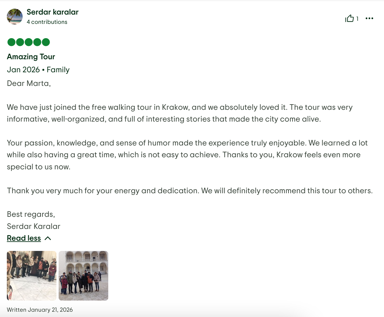 TripAdvisor review 1